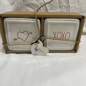 NIB Rae Dunn by Magenta Artisan Collection Jewelry Box Set White & Red Trinket